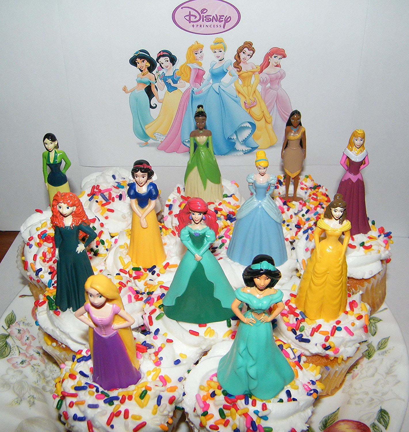 *DISNEY PRINCESS 12 Figure Set PVC TOY Cake Topper MULAN Merida RAPUNZEL Ariel!*