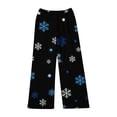 thumbnail image 4 of Women's Christmas Snowflakes and Trees Print Plush Pajama Pants, Soft and Comfortable Home Wear Trousers for Winter, Casual Sleepwear with Elastic Waist,Black,M, 4 of 7