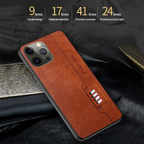 TONDAR Fashion Leather Texture Shockproof Case Ultra Light Back Cover for iPhone 13 (Brown)