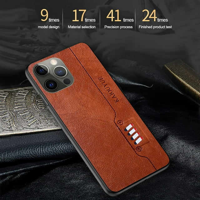 TONDAR Fashion Leather Texture Shockproof Case Ultra Light Back Cover for iPhone 13 (Brown)