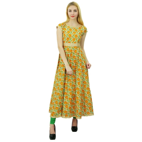 Phagun Women Ethnic Top Dress Designer Kurta Cotton Floral Anarkali Kurti Tunic