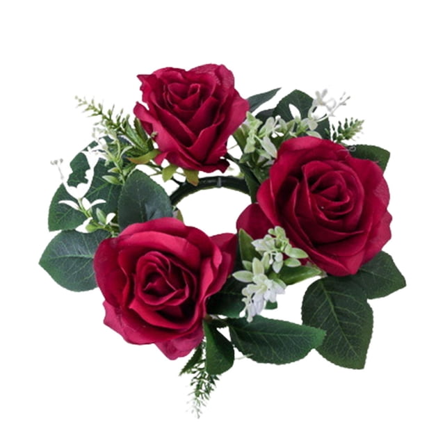 Pilar Vela Anillos Guirnalda Pequeña Guirnalda Pilar Candelabro Redondo 9 pulgadas Flor floral artificial Guirnalda para puerta Festival Granja Pascua Rojo BLESIY Guirnalda pequeña