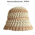 thumbnail image 2 of Sombrero de pescador de paja de verano con circunferencia de la cabeza de 56-58cm, sombrero de lavabo para mujer, sombrero de protección solar transpirable hueco MFZFUKR BST3057371-2, 2 of 5