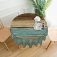 thumbnail image 2 of Wooden Rustic Tablecloth Round Farmhouse Turquoise Table Cloths Washable Rustic Table Cover for Decoration Kitchen Dining Room 60x90 Inch, 2 of 7