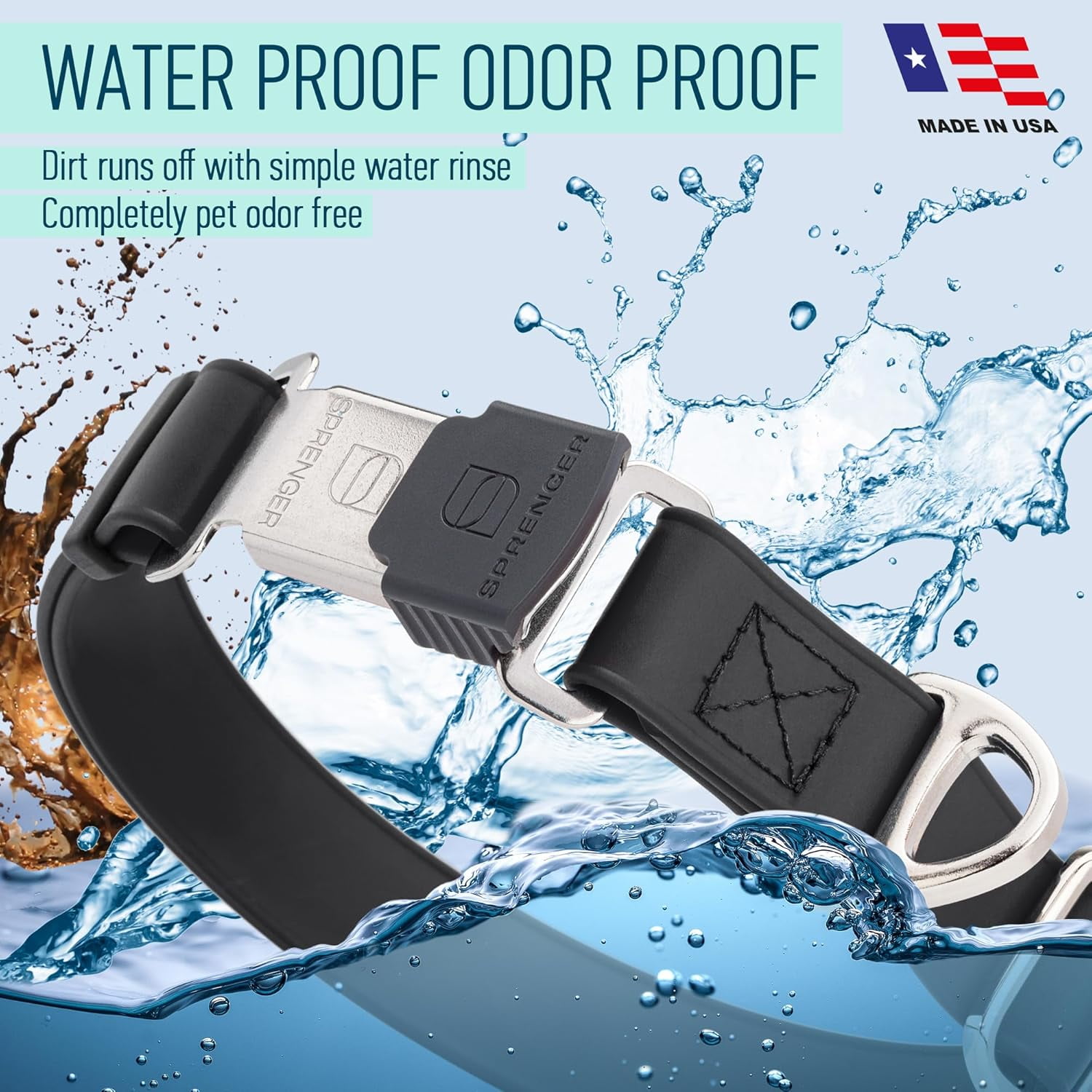 Waterproof Dog Collar with  Stainless Steel Quick Release Buckle – Heavy Duty Tactical Durable Collar for Dogs – Comfortable and Safe Pet Collar W1 L 15-25"