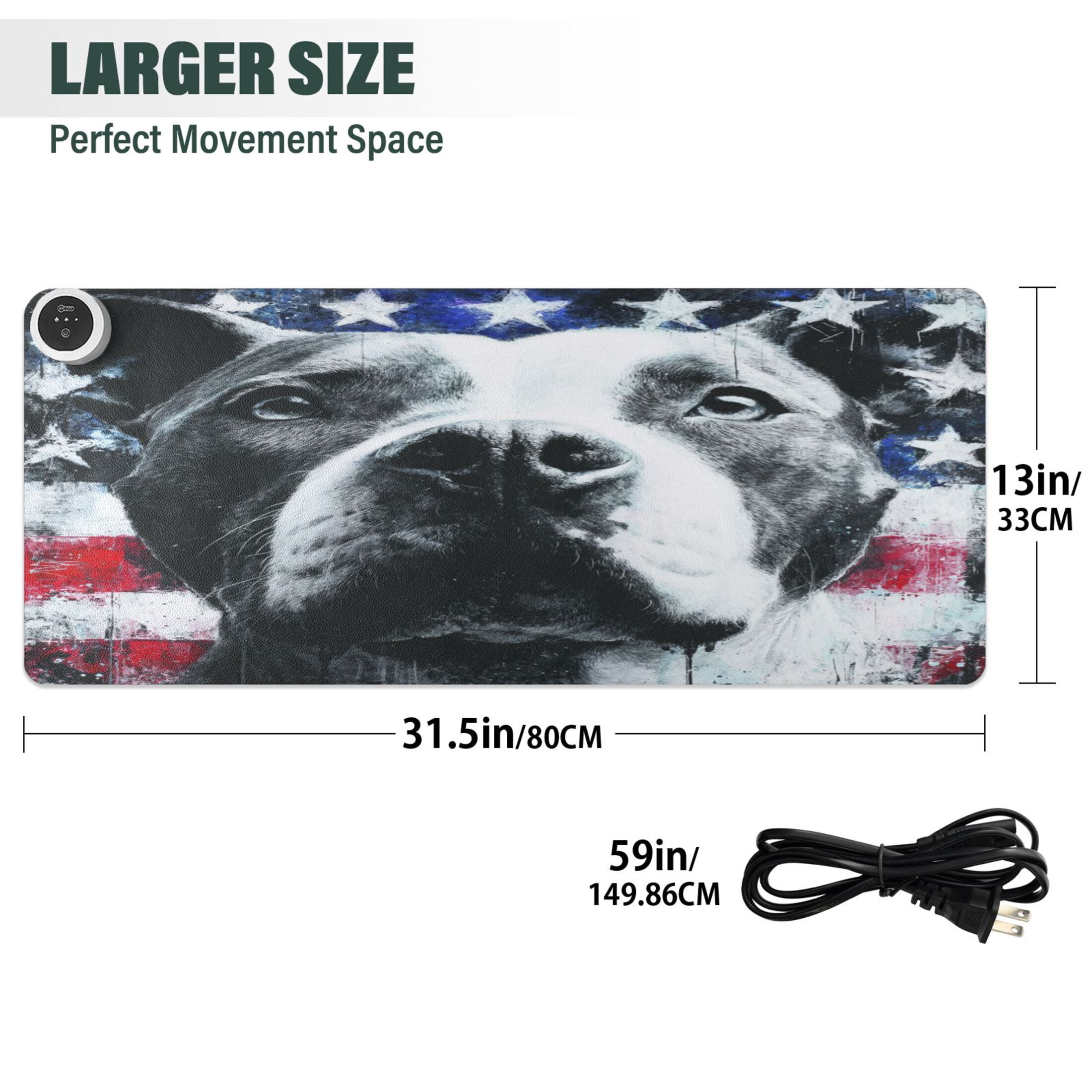 Large Heated Desk Mat Mouse Pad 31.5"x13"PU Leather Graphene Heating Desk Warmer with 3 Temperature Settings 110V US Plug Non-Slip Warm Pad for Home, Office, and Gaming Guardian Of The Old Glory