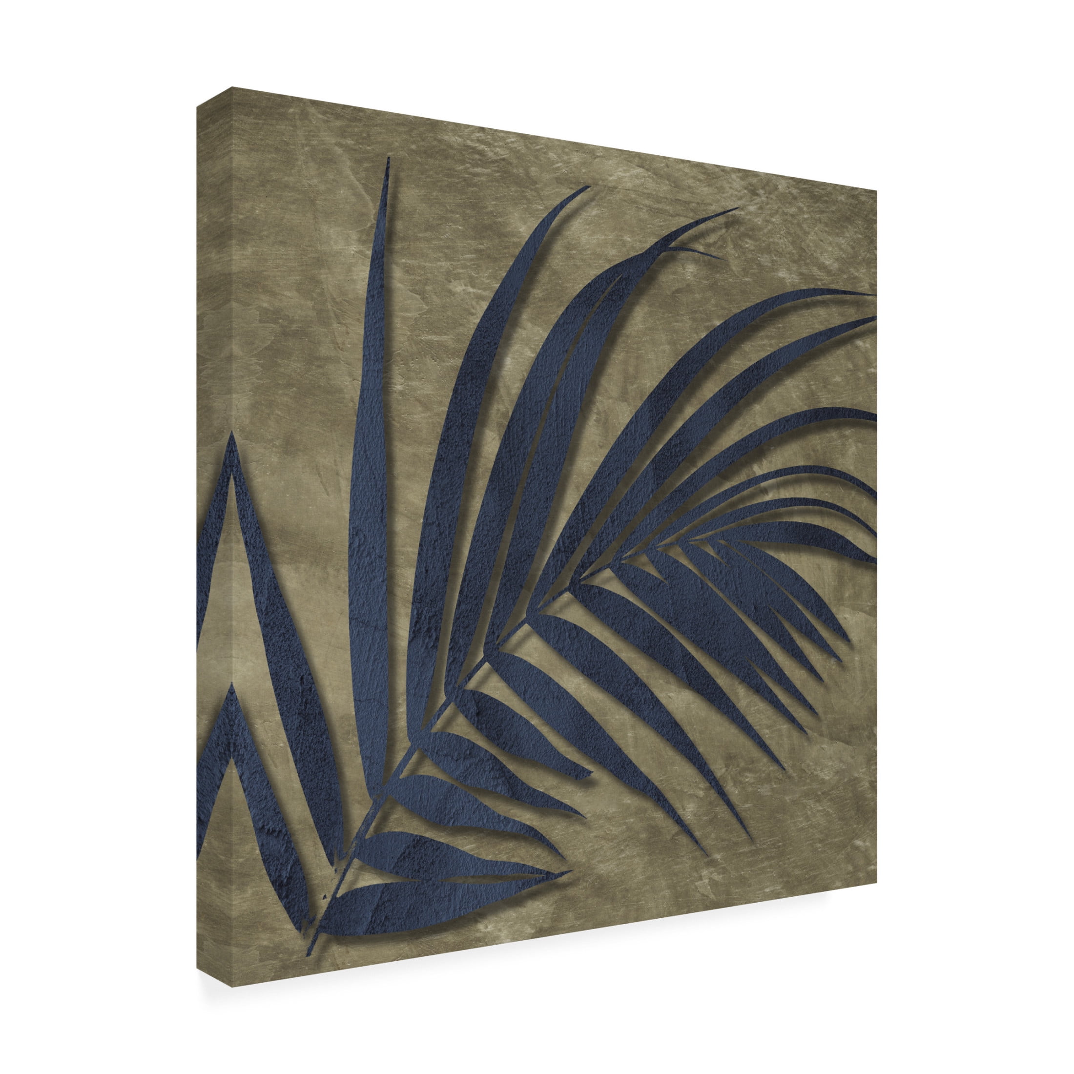 Canvas Wall Art - Sasha 'Blue and Gold Fronds I' Wall Art for Living Room, Bedroom, or Office Décor by Trademark Fine Art - 14 x 14 Inches