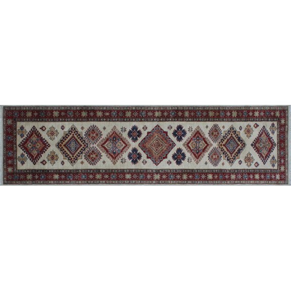 Super Kazak Hale Ivory/Red Rug, 2'7" x 9'7"