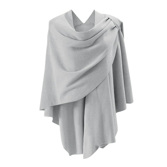 BWASD Shawl Wraps for Women Loose Oversized Knitted Poncho Sweater Solid Color Casual Warm Oversized Blanket Cape Scarf for Spring Fall Winter Gray