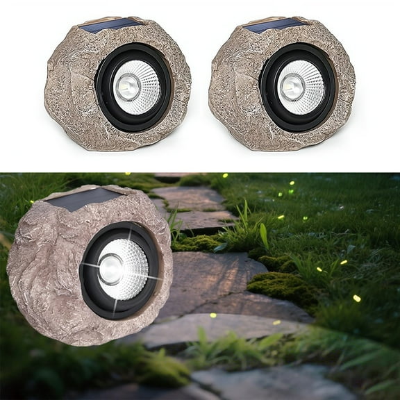 2 Pack Solar Rock Lights Outdoor – Waterproof LED Spotlights for Garden, Pathway, Yard Decor, Auto On/Off