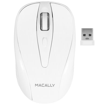 Macally 2.4G Wireless Mouse with USB Dongle Nano Receiver | Portable Mobile Optical 1000 DPI Cordless RF Mice for Computer, Laptop, Notebook, Apple Mac MacBook, Windows PC - White (Best Mobile Dongle Deals)