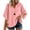 Pink, variant on hoksml Women Raglan Gathered Notch V Neck Dolman Half Sleeve Blouse Cotton Linen Crinkle Loose Curved Hem Casual Top for Daily Vacation