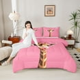 thumbnail image 4 of Homewish Animal Giraffe 2pcs Bedding Comforter Set for Teens Boys Girls,Pink Brown Twin Comforter Sets,Pink Bubbles Breathable Bedding Set,Ultra Soft Home Decor,Reversible, 4 of 8