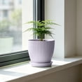 thumbnail image 4 of JJV Pot de Fleurs Rond en Plastique avec Plateau de Drainage Épaissi Résistant aux Intempéries pour Succulentes Plantes d'Intérieur Extérieur Design Moderne Minimaliste 4 Pouces, 4 of 6