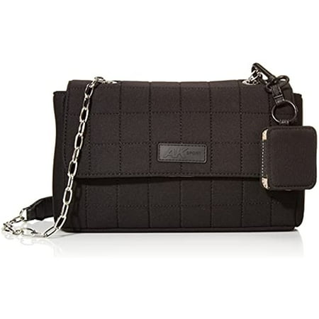 AK Anne Klein Sport Neoprene Flap Crossbody, Black