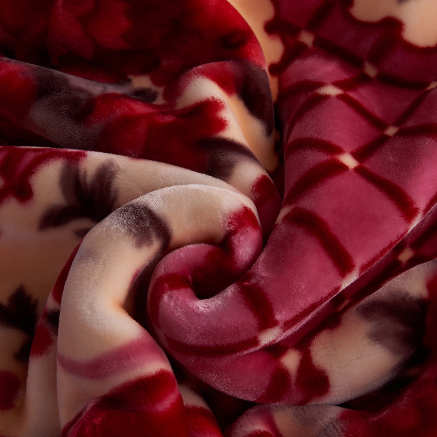 10lbs Heavy Thick A&B Pattern Blanket 2Ply Reversible - Thick Warm Plush Korean Style Bed Blanket, King Size Fleece Plush Blanket, Soft Winter Blanket For Adult 87" x 95", Burgundy Red Flower