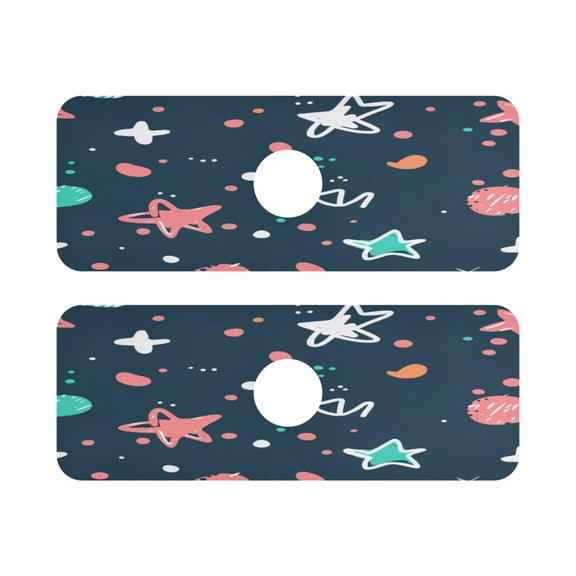 Hand Drawn Stars Quick Dry Silicone Algae Faucet Pad 14.7x5.4in 2 Pack Absorbent Mat for Kitchen Sink, Bathroom Countertop