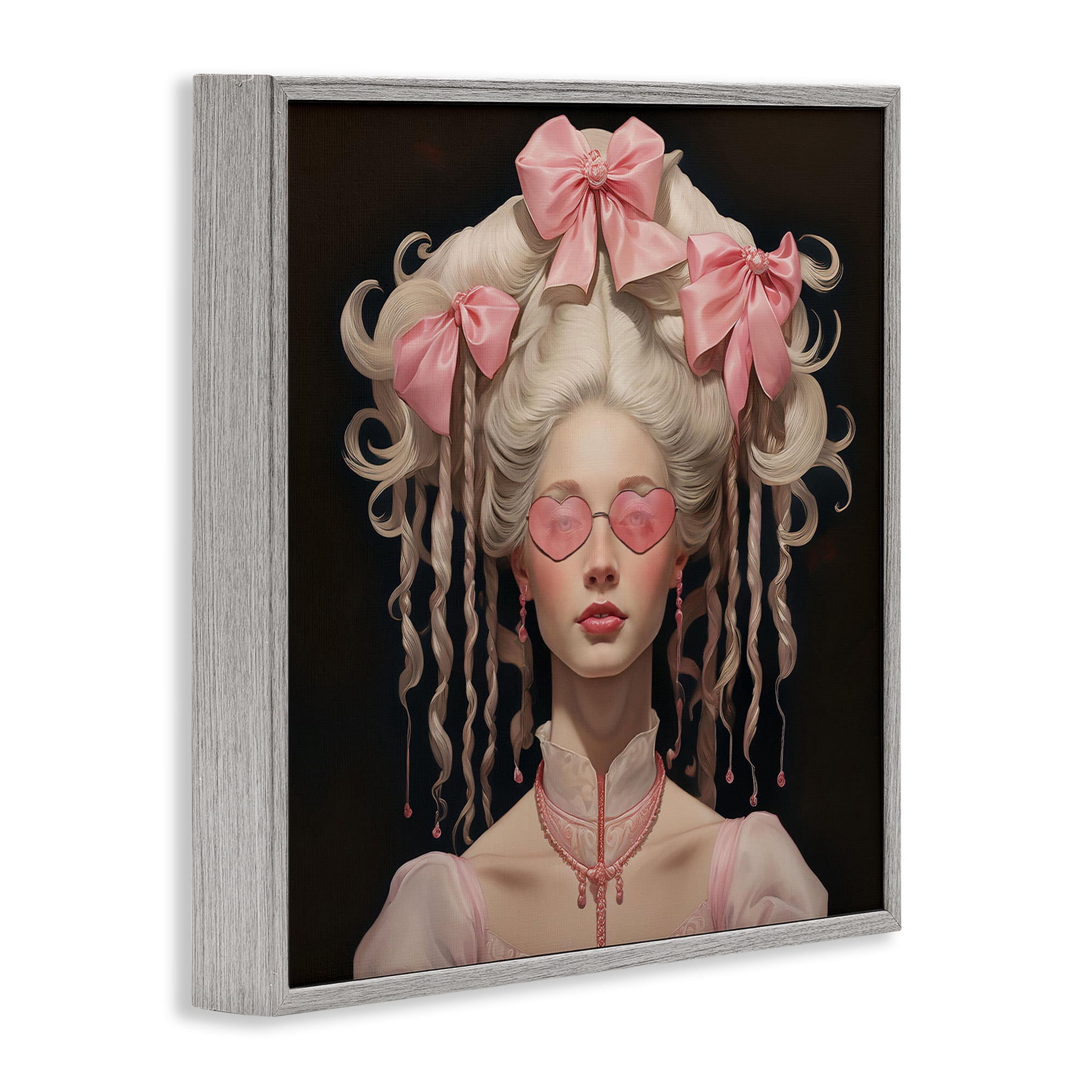 Stupell Industries Rococo Woman Opulent Ribbons Gray Framed Giclee Art, design by Grotto Studios