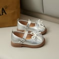 thumbnail image 2 of Domzle Toddler Girls Mary Jane School Uniform Dress Shoes Flats Wide Round Toe,Cushioned Comfort, Girl shoes for Wedding Party Daily Silver, 2 of 4