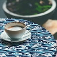 thumbnail image 2 of Ambesonne Japanese Wave Fitted Round Tablecloth, Water Splash Foam, 40"- 44" Diameter, Pale Blue Navy Blue, 2 of 5