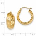 thumbnail image 2 of 14k Yellow Gold Diamond Cut Hoop Earrings, 2 of 6