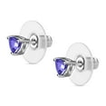 thumbnail image 5 of Trillion Blue Tanzanite Gemstone Jewelry Solitaire Stud December Birthstone Earrings 925 Sterling Silver Platinum Plated Birthday Christmas Gifts for Women Cttw 1.1, 5 of 11