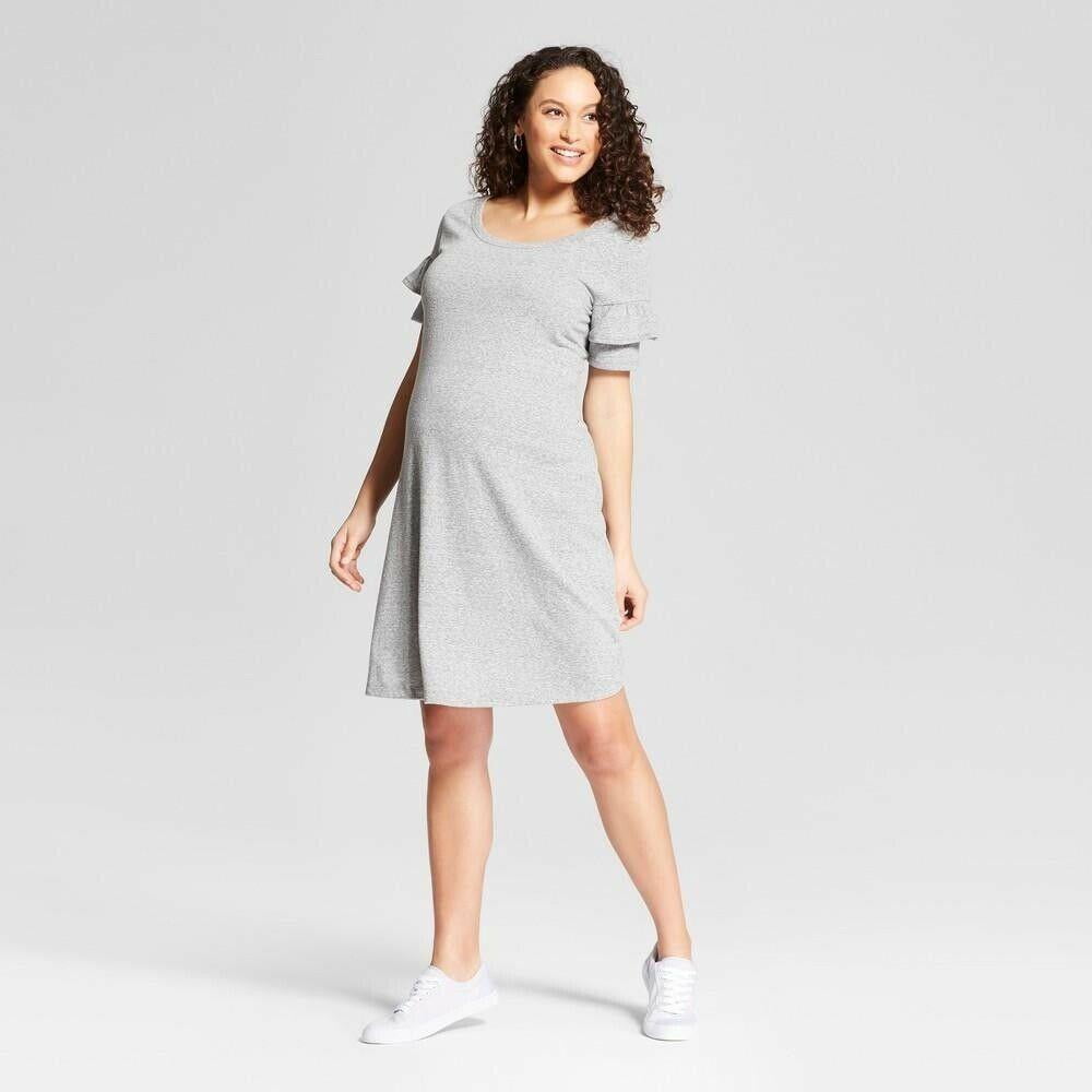 Isabel grey Maternity dress ruffles 