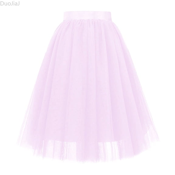 DuoJiaJ Elegant Layered Skirt Flowy A Line Midi Length Party Wear With Comfortable Waistband For Various Occasions Skirts For Women Purple XL