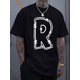 thumbnail image 1 of Comfortable and Breathable R-Letter Printed Men's Round Neck Short Sleeved Simple and Stylish T-Shirt for Spring and Summer Vacation Leisure, 1 of 5