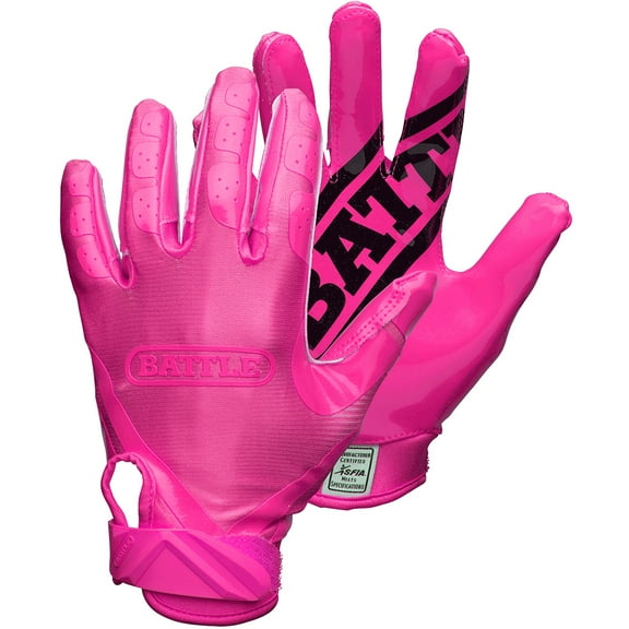 Battle Sports Adult DoubleThreat Football Gloves - 2XL - Pink/Pink