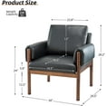 thumbnail image 5 of Faux Leather Accent Chair Set of 2 Removable Backrest Upholstered Arm Cushio PU Chairs Solid Wood Legs Reading Lounge Sofa Bedroom Black, 5 of 9