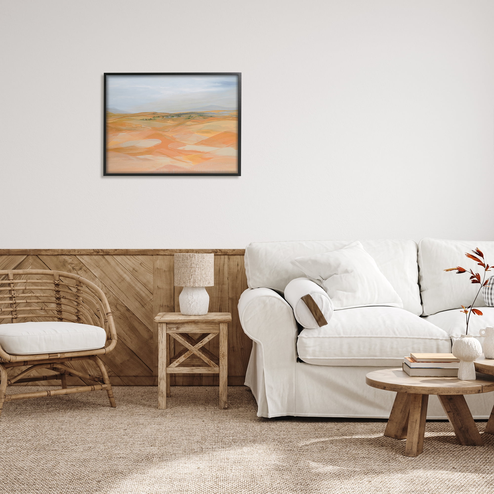 Stupell Industries Abstract Desert Dunes Nature Painting Black Framed Art Print Wall Art, 30 x 24