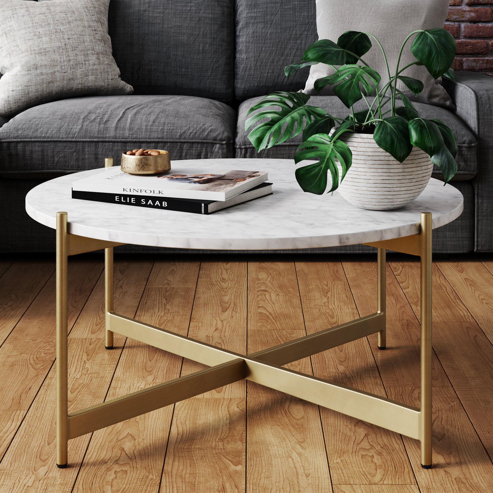 Round metal coffee table
