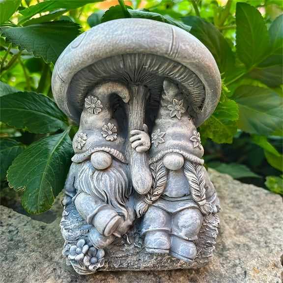 Rheen Vintage Couple Gnome Dwarf Garden Statue, Resin Decorative Ornaments, Yard Terrace Decoration, Birthday Gift - (A) 4.7 Inch