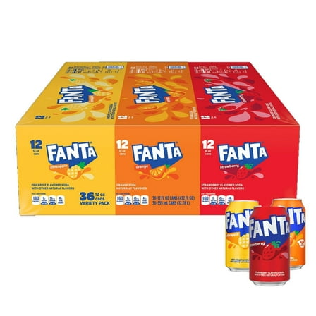 Fanta Variety Pack, 12 Fluid Ounce Cans (Pack of 36)