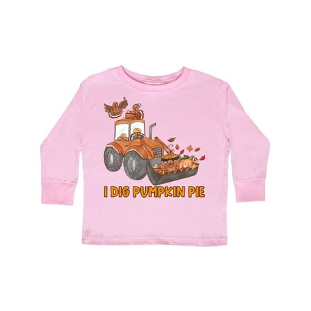 

Inktastic I Dig Pumpkin Pie Turkeys and Bulldozer Gift Toddler Boy or Toddler Girl Long Sleeve T-Shirt