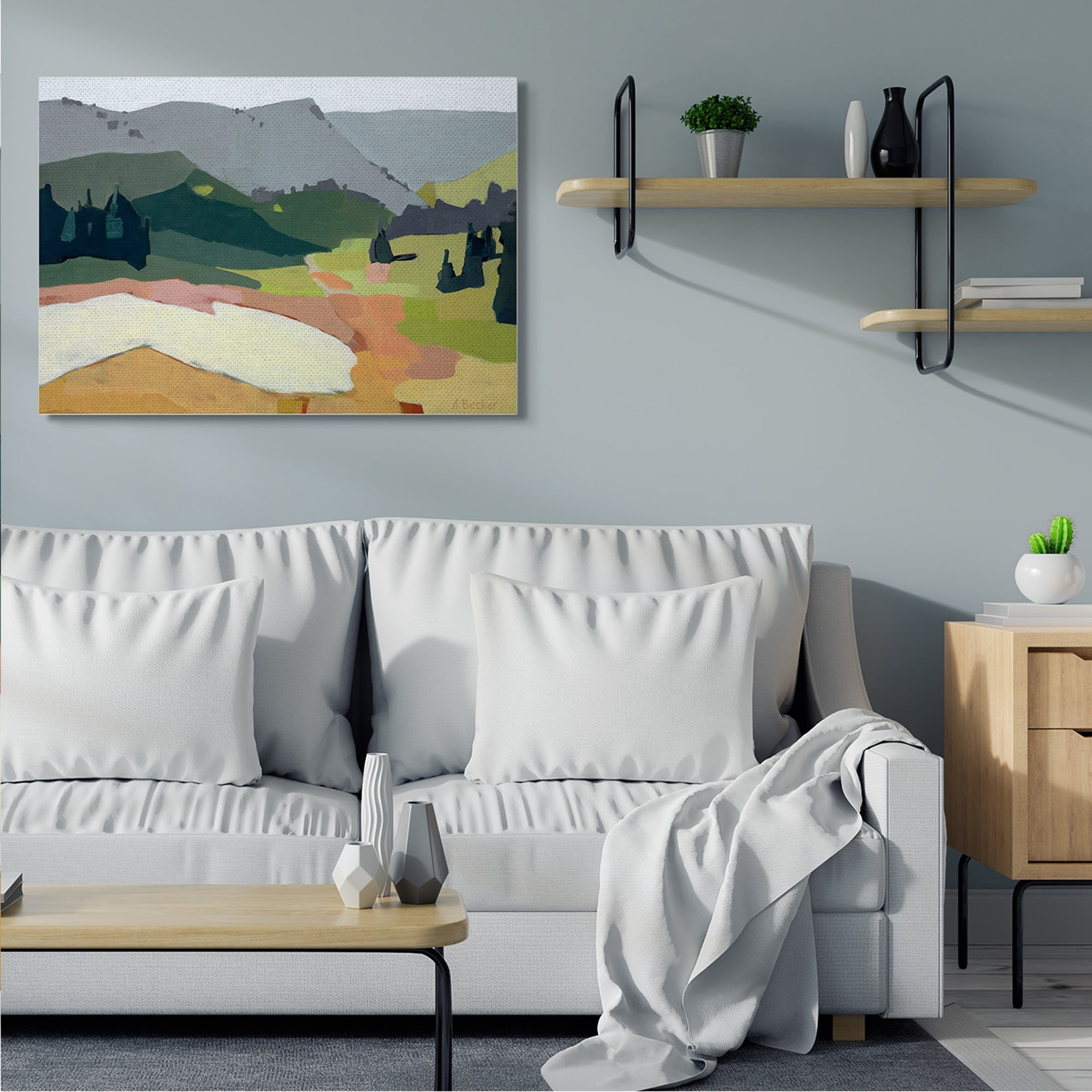 Stupell Industries Winter Thawed Abstract Snow Mountain Landscape Canvas Wall Art, 36 x 48, Design by Anne Becker