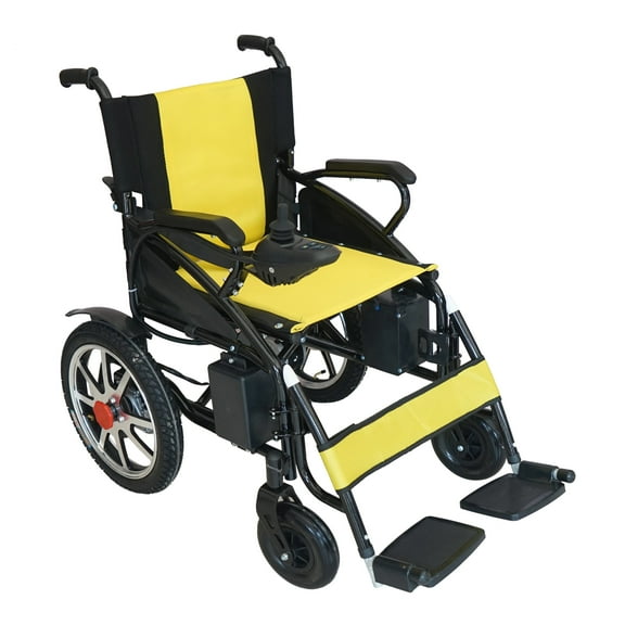 Lithium Battery Lightweight Electric Wheelchair – Foldable Heavy Duty with Lithium Battery - Yellow