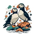 thumbnail image 2 of CafePress - Cute Puffin Birds On Rocks Art Design Magnets - Rectangle Magnet, 2"x3" Refrigerator Magnet, 2 of 2