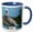Blue/White, variant on 3drose, Usa, Florida - Pelican Perched on Pylon., 11oz Two-tone Blue Mug