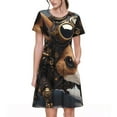thumbnail image 1 of Easygdp Steampunk Squirrel Pilot para Vestido Transpirable de Mujer, Vestido Suelto de Manga Corta con Pliegues y Bolsillos para el Verano, 1 of 6