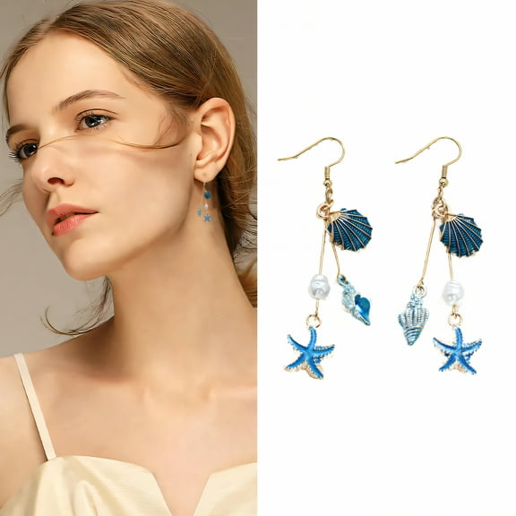 DESIGNICE Summer Earrings,Ocean Theme Shape Summer Jewelry,Acrylic Material Statement Earrings for Women,Womens Earrings for Beach、Island,Style1