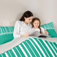 thumbnail image 4 of Castle Fairy Retro Vertical Stripe Twin Comforter Sets 2pcs,Minimalism Heart Dot Bedding Set,Emerald Green White,Reversible,1 Comforter and 1 Pillowcase, 4 of 6
