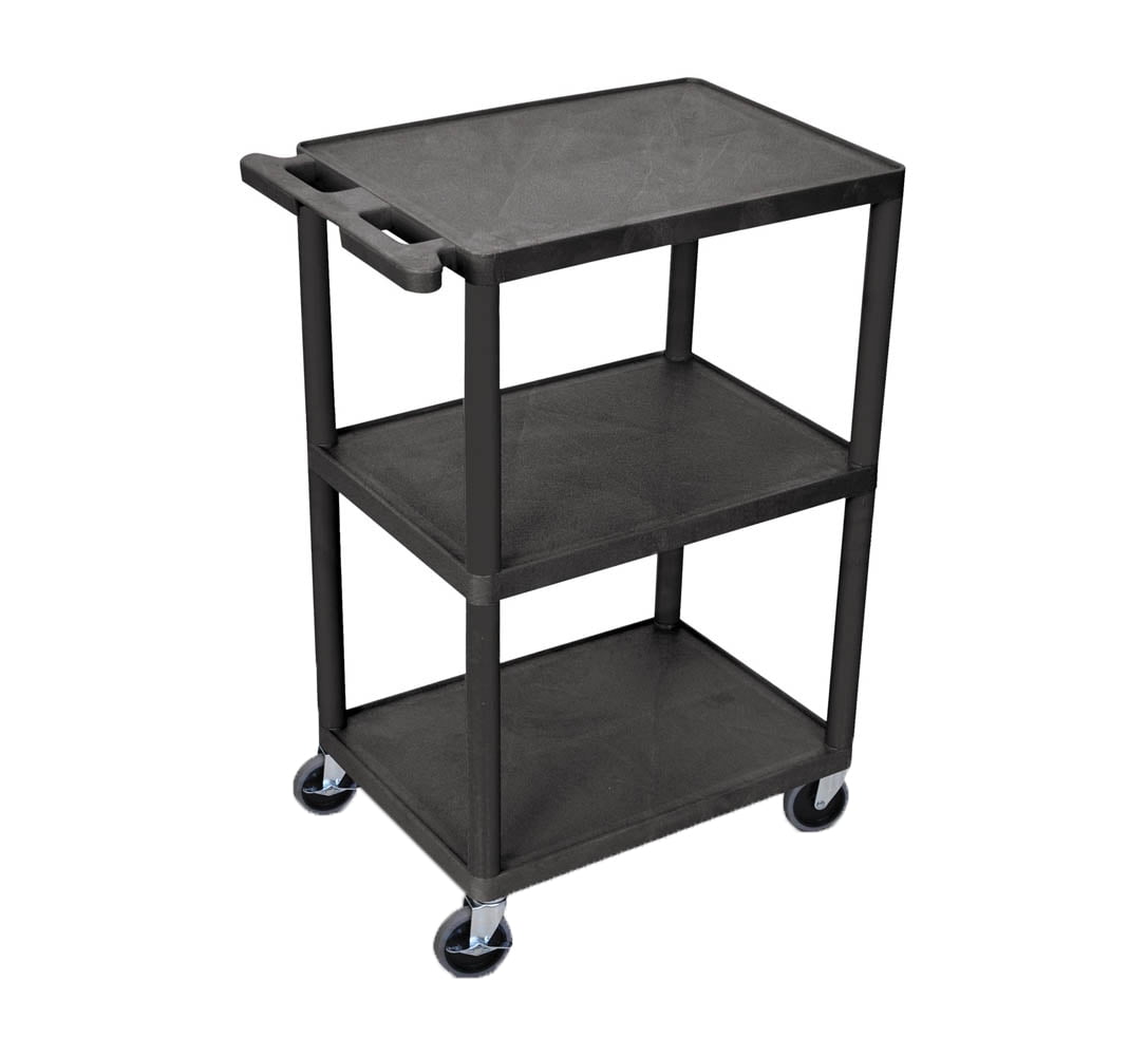 Offex Utility Cart 3 Shelves Structural Foam Plastic