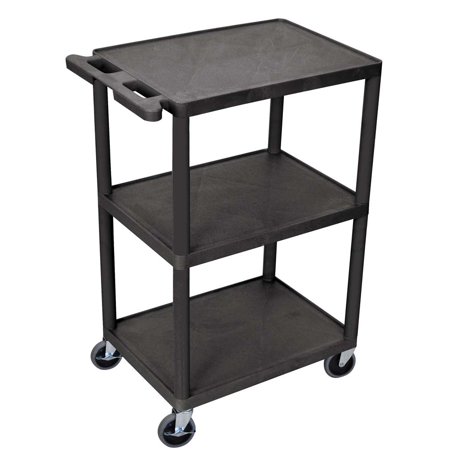 3 Shelf Plastic Utility Cart - Offex Utility Cart - 3 Shelves Structural Foam Plastic