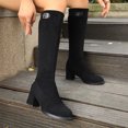 thumbnail image 4 of EKVAHL Women's Block Heel Knee High Boots, Faux Suede Adjustable Buckle Tall Boots, Round Toe Office Shopping Fall Winter Boots Black, 4 of 5
