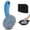 Blue, 1 Scrubber + 1 Scraper, variant on Cast Iron Scrubber with Long Handle Dish Scouring Pad Chainmail Cleaner