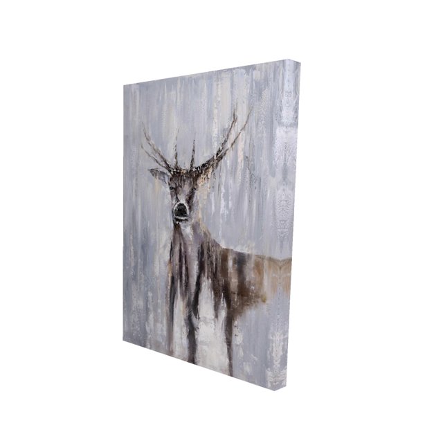 Winter abstract deer - 24"x36" canvas - Print on demand