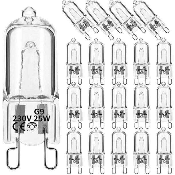 20 Piezas Bombillas HalóGenas G9, LáMparas HalóGenas Transparentes de 25 W Regulables Blanco CáLido 2800 K para Candelabros, Colgantes, Luces de Paisaje