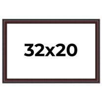 32x20 Frame Brown Round Mahogany Solid Wood Picture Frame | 1.625 Inch Moulding Width | with UV